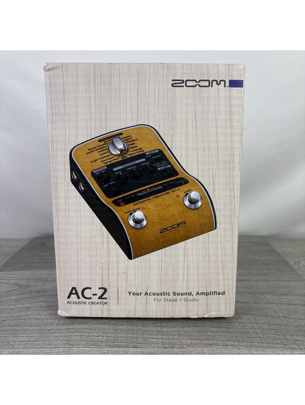 Zoom AC-2 Acoustic Creator Preamp Pedal w/ Box & AC Adapter